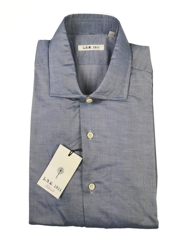 LBM 1911 Shirt 15.75, Soft blue twill Spread collar Cotton