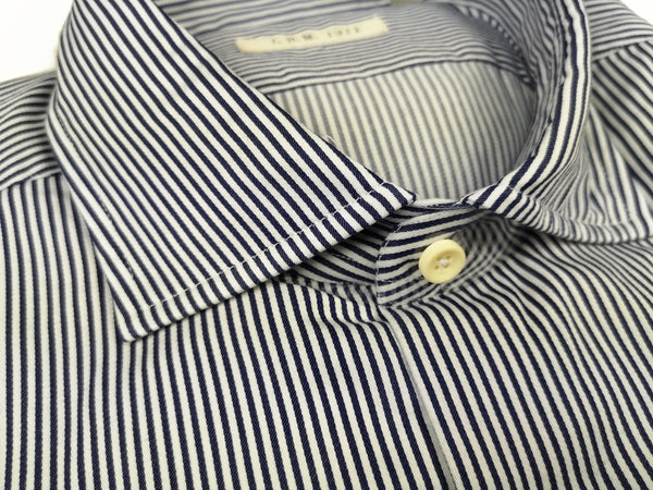 LBM 1911 Shirt 15.75, Black/white stripe Spread collar Cotton