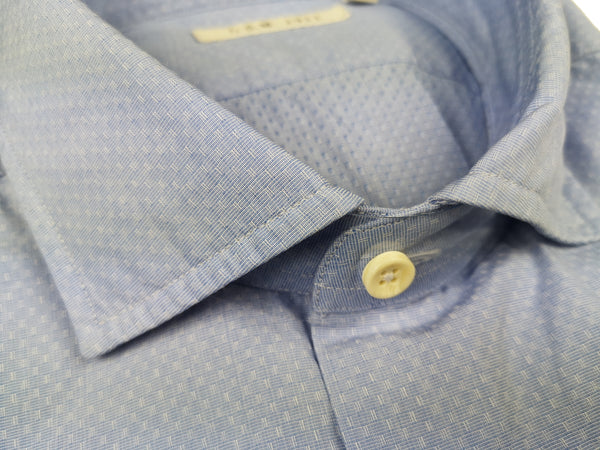 LBM 1911 Shirt 15.75, Pale blue basketweave Spread collar Cotton