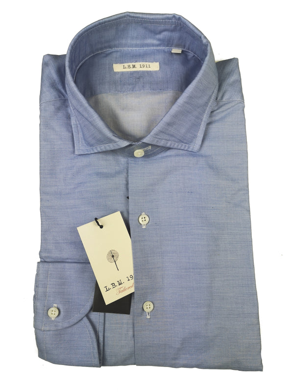 LBM 1911 Shirt 15.75, Blue melange Spread collar Cotton