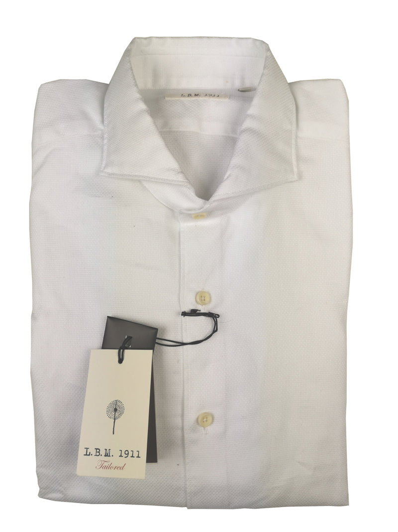 LBM 1911 Shirt 15.75, White royal oxford weave Spread collar Cotton