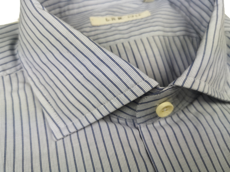 LBM 1911 Shirt 15.75, Slate blue stripes Spread collar Cotton