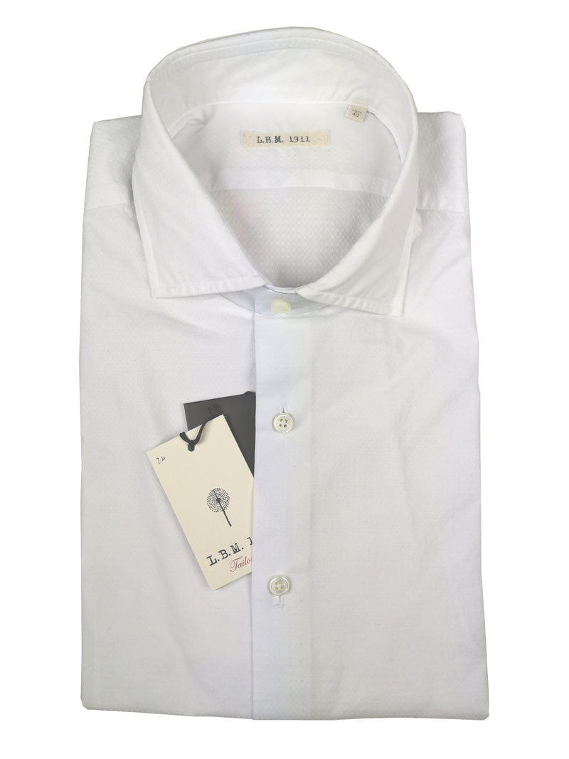 LBM 1911 Shirt 15.75, White diamond dot weave Spread collar Cotton