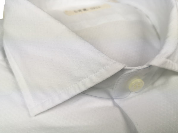LBM 1911 Shirt 15.75, White diamond dot weave Spread collar Cotton