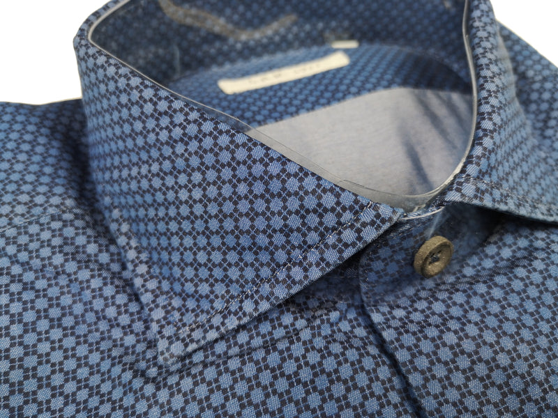 LBM 1911 Shirt 15.75, Blue/midnight fancy pattern Spread collar Cotton