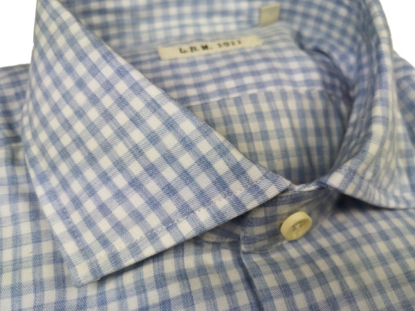 LBM 1911 Shirt 15.75, Sky/white check Spread collar Cotton