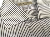 Luigi Bianchi Shirt 15.75, White with black stripes Spread collar Cotton