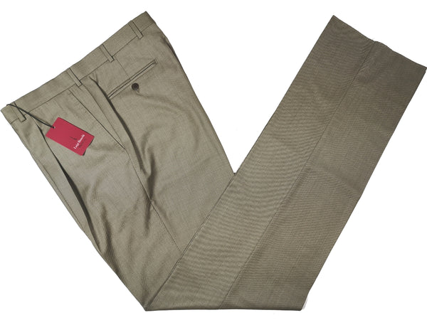 Luigi Bianchi  Trousers 34, Light sage green Pleated front Relaxed fit Wool