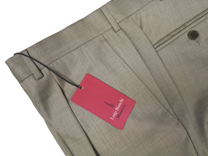 Luigi Bianchi  Trousers 34, Light sage green Pleated front Relaxed fit Wool
