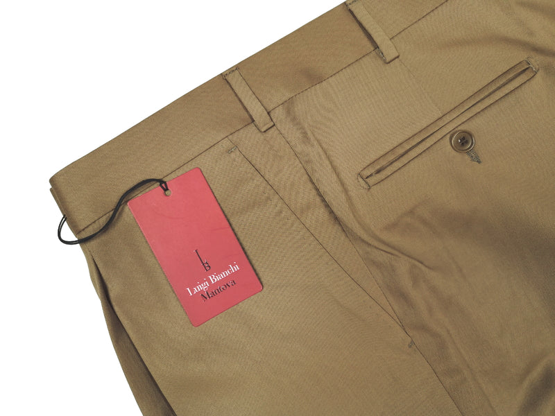Luigi Bianchi  Trousers 38, Dark khaki Pleated front Relaxed fit Wool