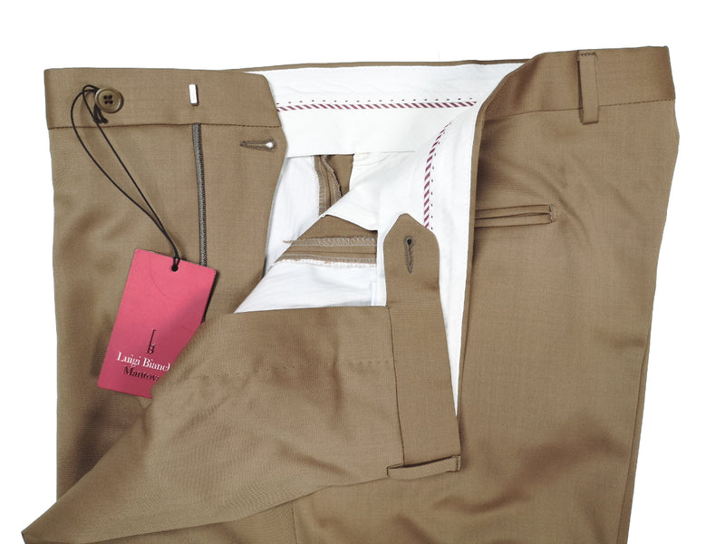 Luigi Bianchi  Trousers 38, Dark khaki Pleated front Relaxed fit Wool