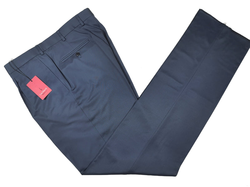 Luigi Bianchi  Trousers 38, Marine blue Pleated front Relaxed fit Wool