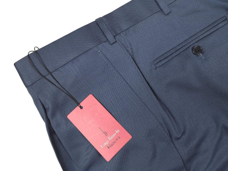 Luigi Bianchi  Trousers 38, Marine blue Pleated front Relaxed fit Wool