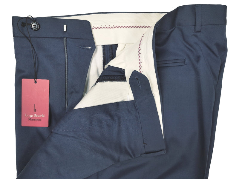 Luigi Bianchi  Trousers 38, Marine blue Pleated front Relaxed fit Wool