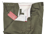 Luigi Bianchi  Trousers 38, Olive green Flat front Relaxed fit Wool