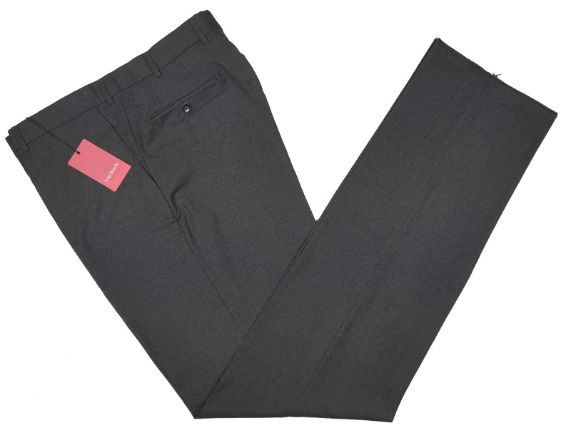 Luigi Bianchi  Trousers 38, Charcoal minicheck Flat front Relaxed fit Wool