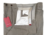 Luigi Bianchi Trousers 34 Brown/Cream mini-check Flat front Relaxed fit Wool