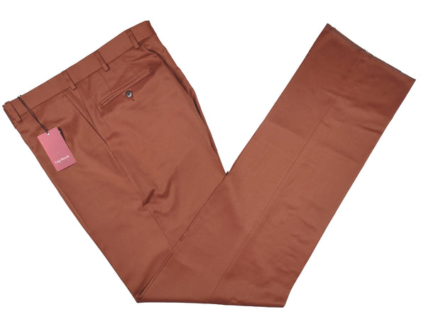 Luigi Bianchi  Trousers 36, Burnt orange Flat front Relaxed fit Wool