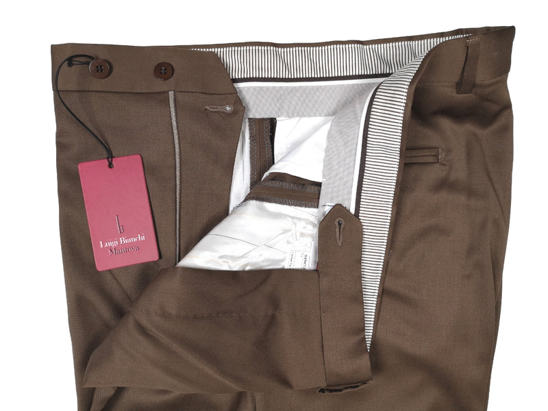 Luigi Bianchi  Trousers 36, Medium brown Flat front Relaxed fit Wool