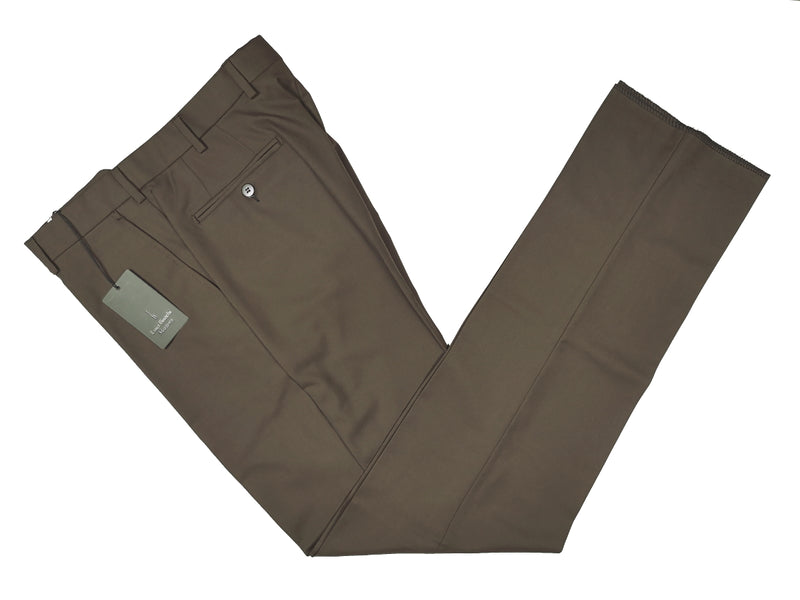 Luigi Bianchi  Trousers 34, Brown Flat front Tailored fit Wool - VBC