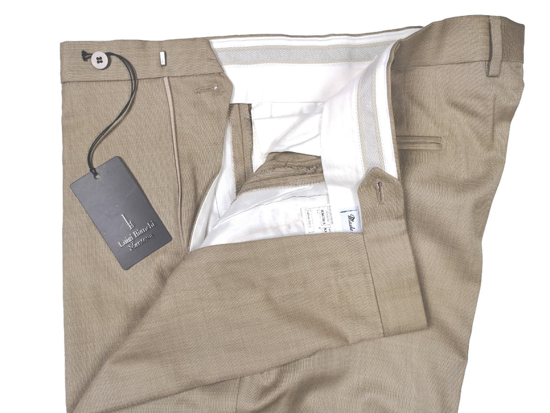 Luigi Bianchi Trousers 38, Light tan Flat front Tailored fit Wool
