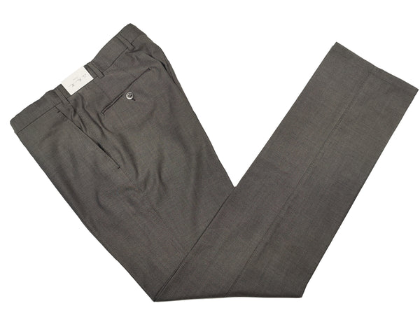 Luigi Bianchi  Trousers 35/36, Medium grey Flat front Slim fit Wool