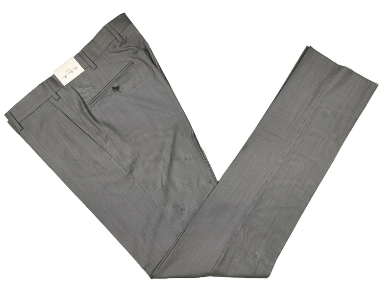 Luigi Bianchi  Trousers 33/34, Medium grey pincord stripe Flat front Slim fit Wool