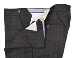Luigi Bianchi  Trousers 33/34, Charcoal brown with navy plaid Flat front Slim fit Wool