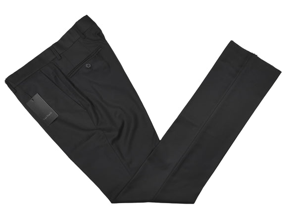 Luigi Bianchi  Trousers 30, Black Flat front Slim fit Wool - Guabello