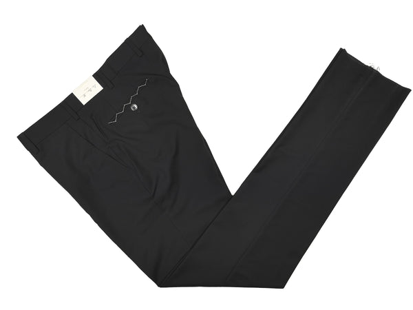 Luigi Bianchi  Trousers 33/34, Black Flat front Slim fit Wool/Mohair - VBC