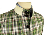 LBM 1911 Jacket Medium, Green plaid Zip front Blouson Washed cotton