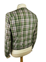 LBM 1911 Jacket Medium, Green plaid Zip front Blouson Washed cotton
