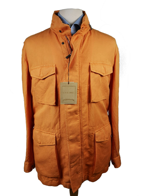 LBM 1911 Field Jacket Large/X-Large, Orange Snap/Zip front Cotton/Linen