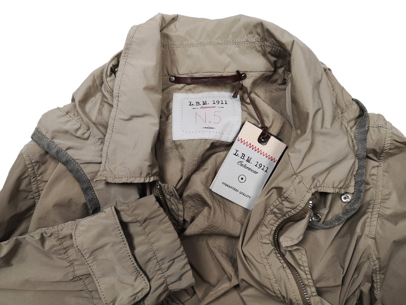 LBM 1911 Coat Large, Taupe Zip/Snap front Nylon/Elastane