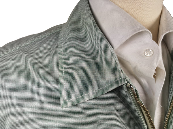 LBM 1911 Jacket Large, Green micro check Zip front Cotton/Nylon