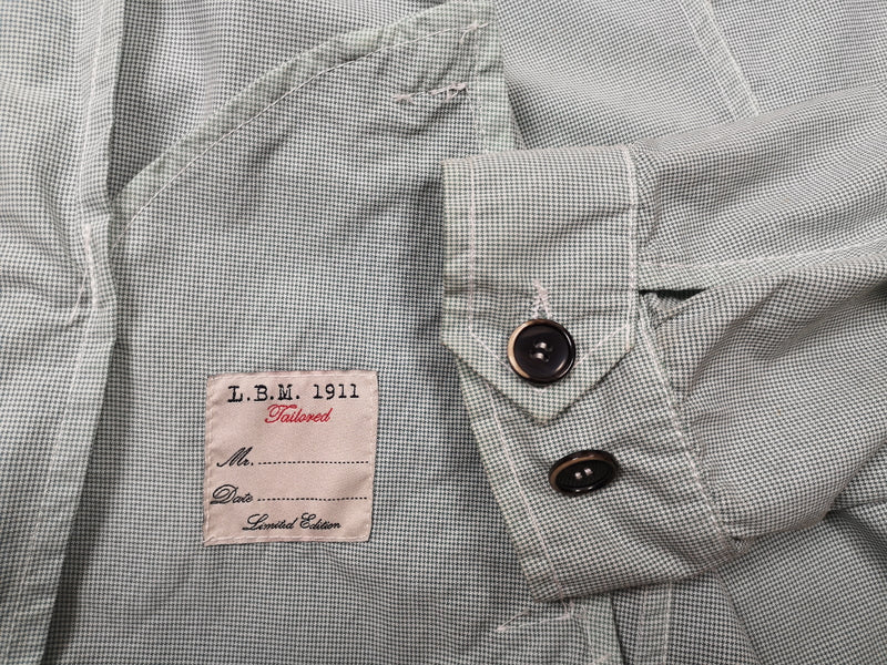 LBM 1911 Jacket Large, Green micro check Zip front Cotton/Nylon