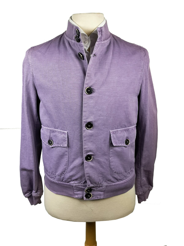 LBM 1911 Jacket, Lavender Button front Blouson Washed linen/cotton