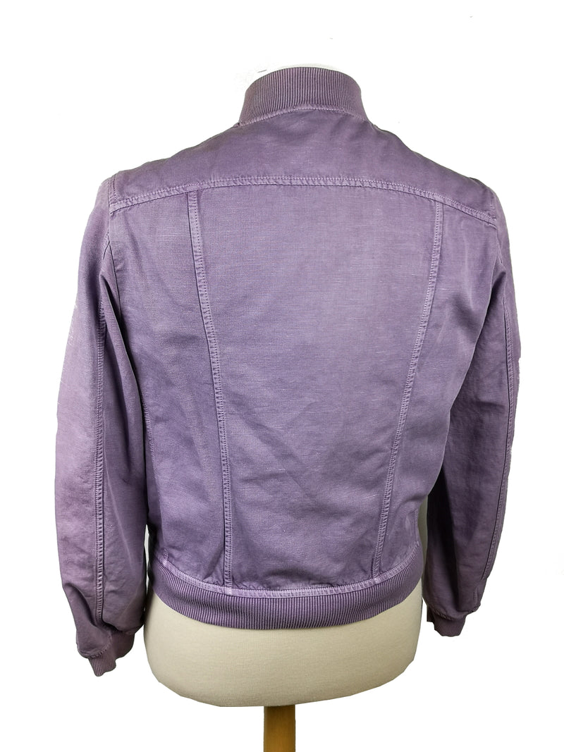 LBM 1911 Jacket, Lavender Button front Blouson Washed linen/cotton