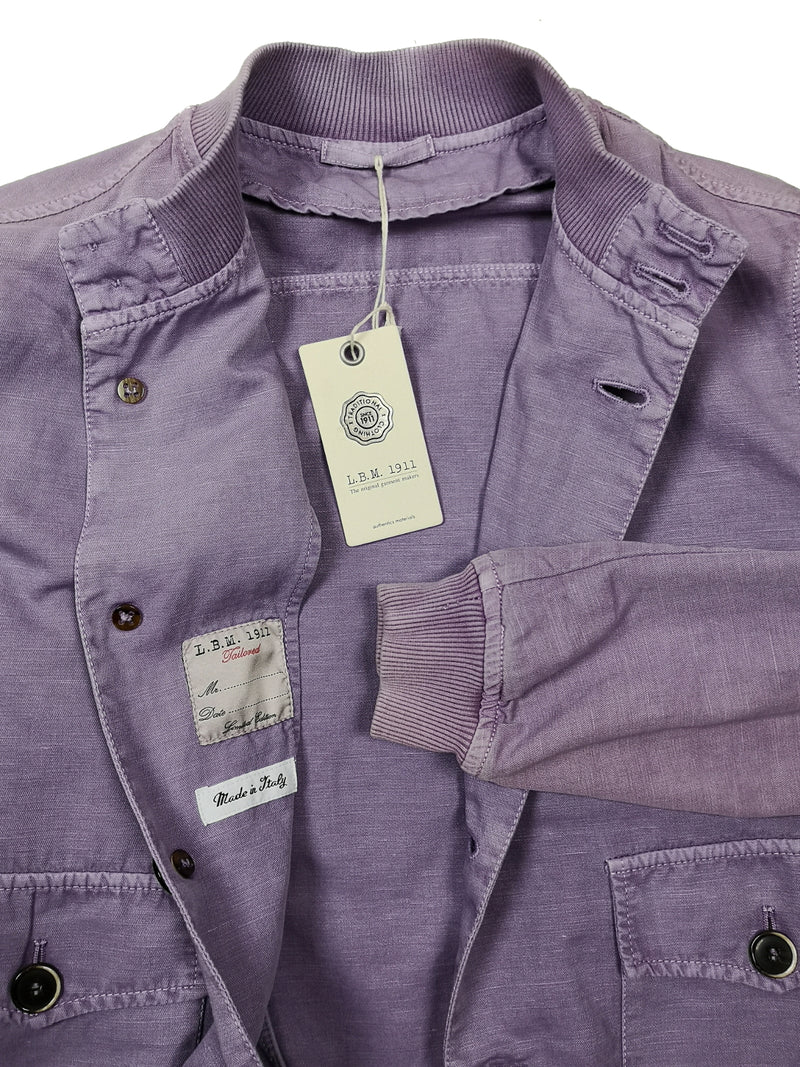 LBM 1911 Jacket, Lavender Button front Blouson Washed linen/cotton