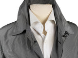 Luigi Bianchi  Trench Coat Medium, Grey micro check Button front Polyester