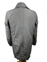 Luigi Bianchi  Trench Coat Medium, Grey micro check Button front Polyester