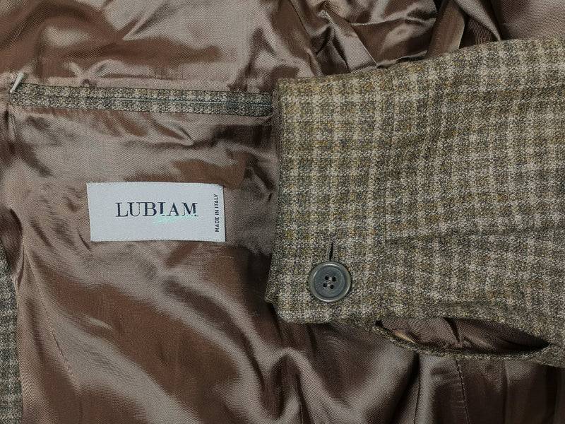 LBM 1911 LUBIAM Coat Medium/Large, Taupe check Wool/Cashmere
