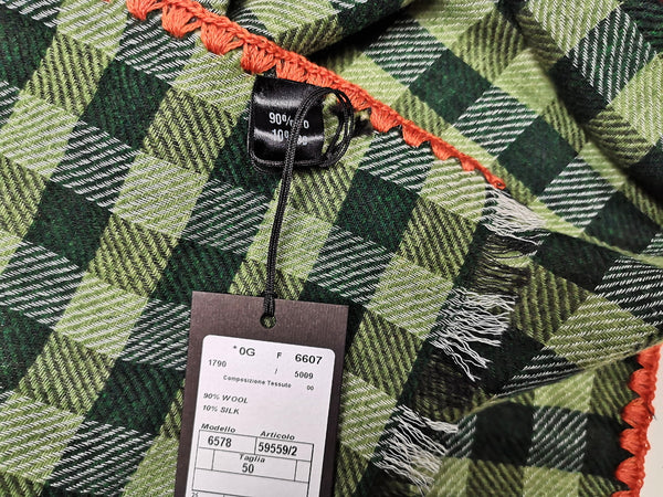 LBM 1911 Scarf, Green checker pattern Wool/Silk