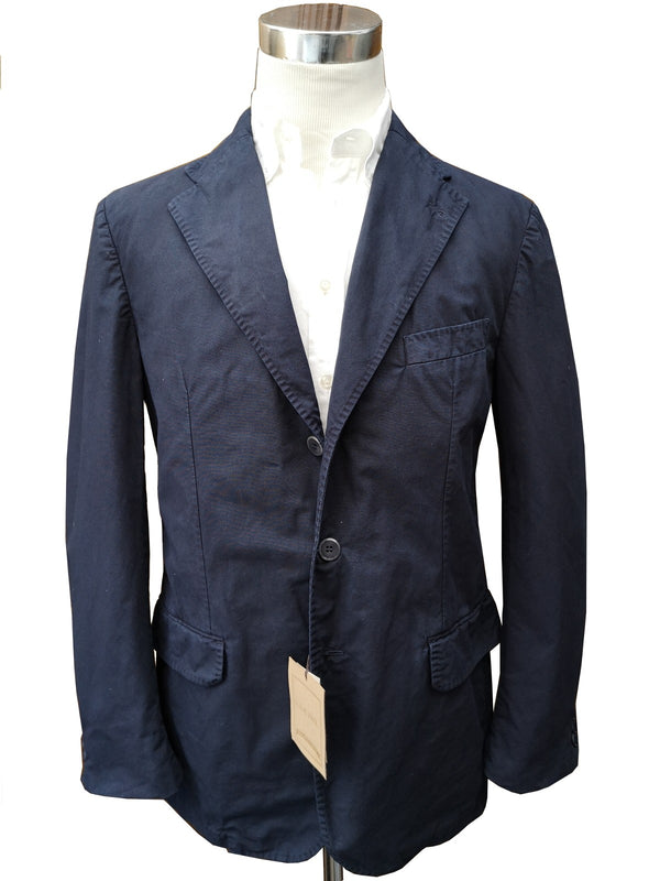 Luigi 1911 Sport Jacket 44R, Navy blue 3-button Washed cotton