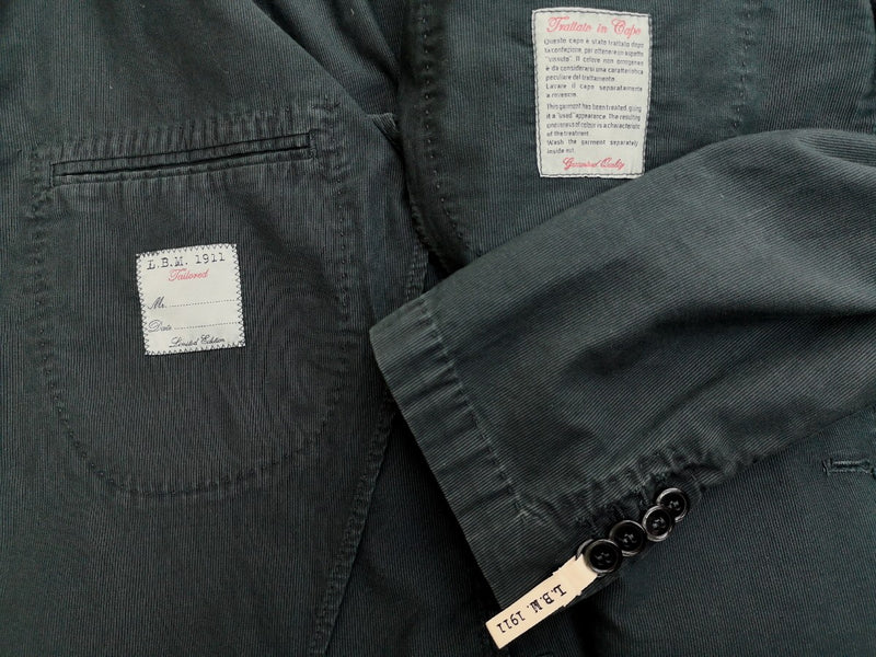 Luigi 1911 Sport Jacket 45/46R, Forest green 2-button Washed cotton