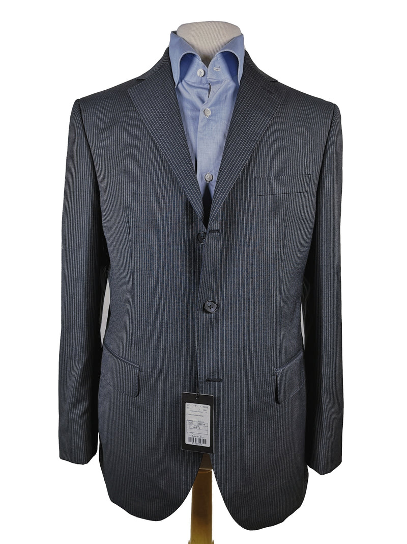 Luigi Bianchi Suit 42R, Dark slate blue stripe 3-button REDA Wool 110s