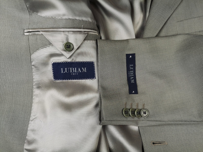 LUBIAM Luigi Bianchi Suit 41R, Light taupe green 3-button Wool