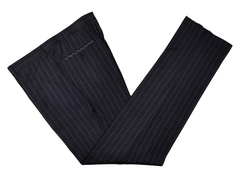 Luigi Bianchi Suit 42R Damaged, Navy pinstripes 3-button Guabello wool 150s