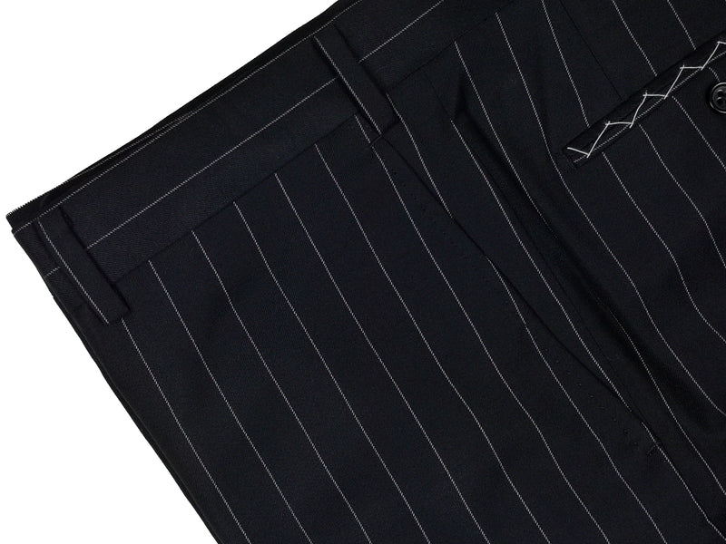 Luigi Bianchi Suit 42R Damaged, Navy pinstripes 3-button Guabello wool 150s
