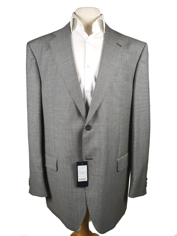 Luigi Bianchi Suit 46L, Black/White micro check 2-button Wool